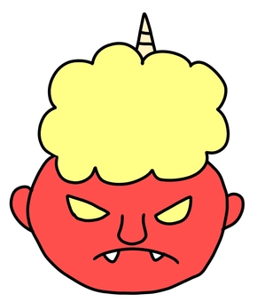 鬼のアイコン1角赤 鬼,かわいい,アイコン,節分,2月,行事,手書き,冬,イベントのイラスト素材