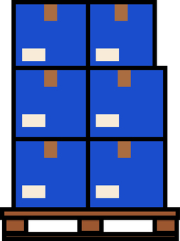 青の段ボールのパレットです。 青の段ボールのパレットです。 段ボール,パレット,シンプル,箱,積載,荷物,物流,倉庫,工場,運搬のイラスト素材