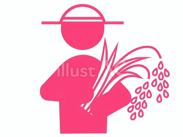 稲束を持つ農家の人物イラスト（赤） 農家,農民,農夫のイラスト素材