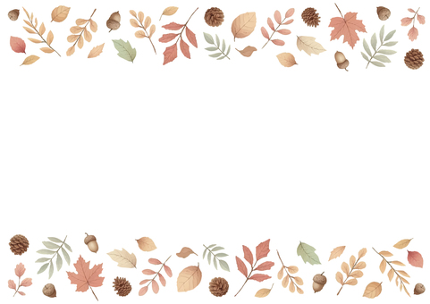 背景：落ち葉フレーム_水彩 秋,紅葉,水彩,背景,フレーム,手描き,葉,手書き,落ち葉,おしゃれのイラスト素材