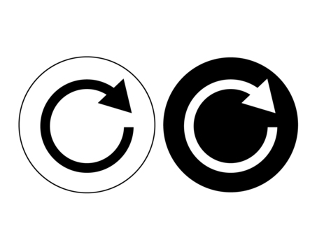 リロードアイコン白と黒のイラスト リロード,アイコン,矢印,アップデート,リプレイ,リピート,再生,回転,再起動,イラストのイラスト素材