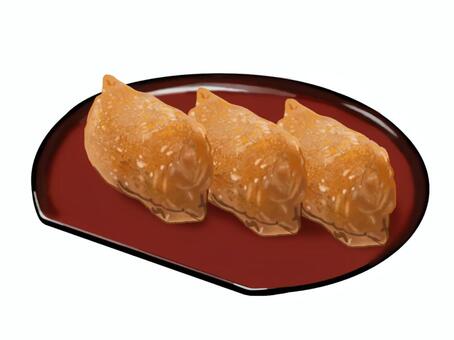 稲荷すし3個（小皿）B 稲荷ずし,食べ物,お寿司,油揚げ,ご飯,食事,軽食,日本食,和食のイラスト素材