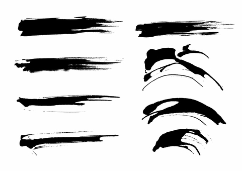 筆タッチの波線曲線素材 筆,曲線,波線,はね,年賀状素材,黒,ライン,シルエット,かすれ,手描きのイラスト素材
