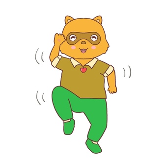 小躍りするたぬき たぬき,動物,踊る,うれしい,躍動のイラスト素材