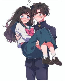 お姫様だっこをする男子