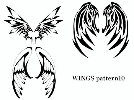 翼・パターン１０ 翼,パターン,飛ぶもの,トライバル,タトゥーのイラスト素材