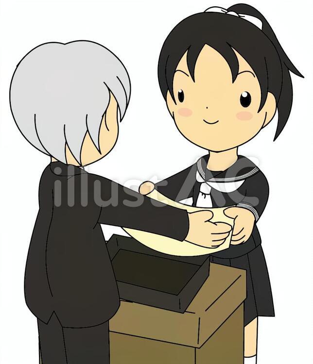 卒業証書授与 女性,女子,セーラー服のイラスト素材