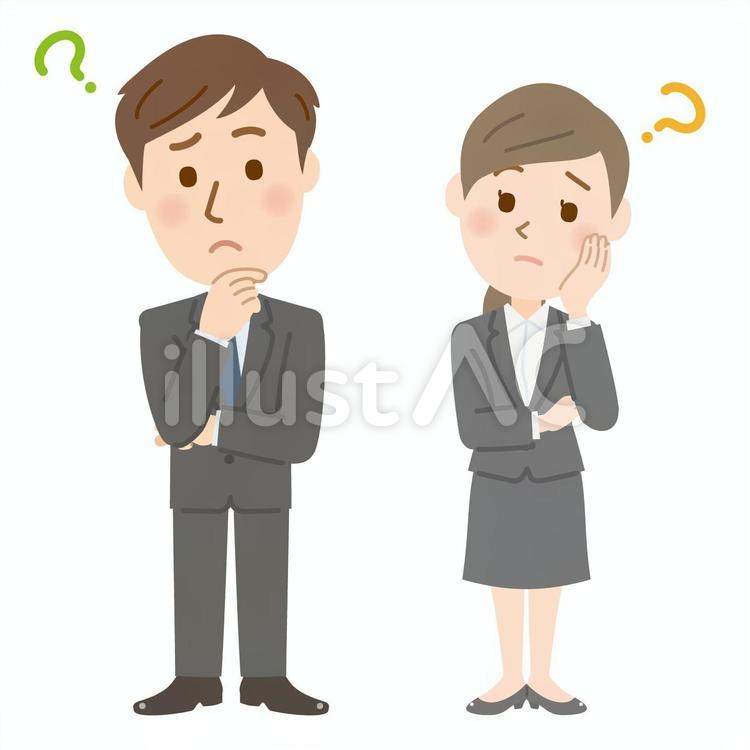 会社員男女　疑問 会社員,新入社員,ビジネスマンのイラスト素材