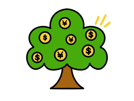 金のなる木 金のなる木,投資,資産運用,コイン,お金,ドル,円,株式投資,配当金,不労所得のイラスト素材