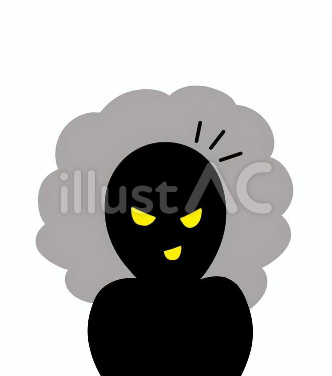 黒人間　思い付き２ 悪だくみ,閃く,思いつくのイラスト素材