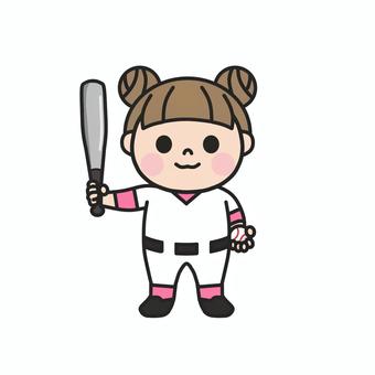 野球のバットとボールを持った女の子3 野球,バット,ボール,ユニフォーム,試合,練習,スポーツ,チーム,打者,バッティングのイラスト素材