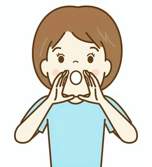 大声で叫ぶ女の人2 大声,おーい,叫ぶ,呼ぶ,呼びかけ,元気,やまびこ,上半身,かわいい,人物のイラスト素材