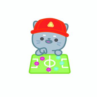イラスト011 猫,サッカー,コーチ,かわいい,スポーツ,キャラクター,動物,作戦,戦術ボード,指導のイラスト素材