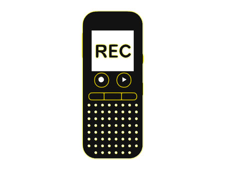 ボイスレコーダー　録音中　ネオンver ボイスレコーダー,icレコーダー,録音,rec,記録,シルエット,ボイスメモ,ネオン,会議のイラスト素材