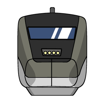 フリーゲージトレイングレー　アウトライン フリーゲージトレイン,車両,電車,鉄道,顔,先頭車両,かわいい,アイコン,白背景,挿絵のイラスト素材