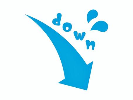 下降矢印のdownアイコン 矢印,下,下がる,青,汗,シンプル,水色,ダウン,down,右のイラスト素材