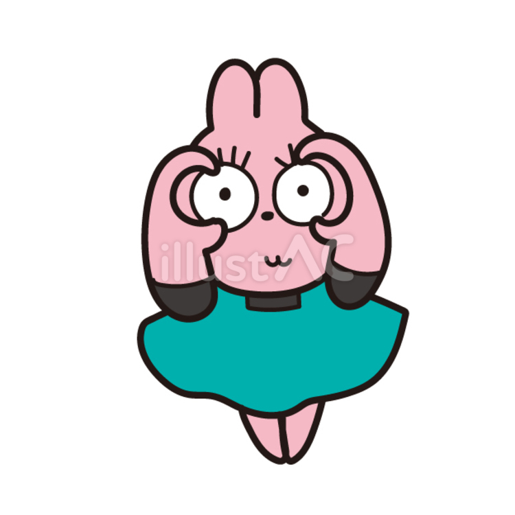 目を広げるうさぎ うさぎ,ピンク,スカートのイラスト素材
