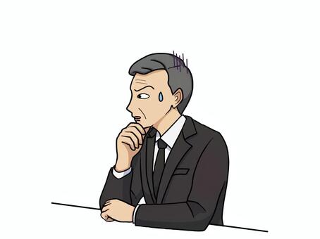 問題発生に動揺するスーツ姿の中年男性 問題発生,動揺,困る,スーツ,男性,中年,上司,ビジネス,焦る,トラブルのイラスト素材