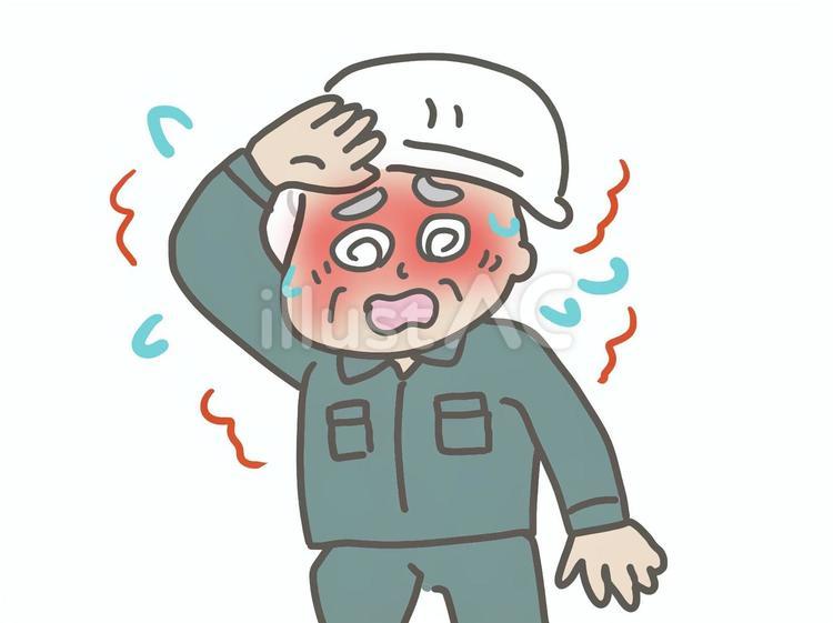 熱中症のシニア作業員 熱中症,災害,高齢のイラスト素材