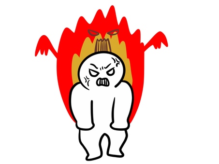 怒りの棒人間(赤い炎) 棒人間,people,怒り,シンプル,手書き,手描き,火,炎,挿し絵,素材のイラスト素材