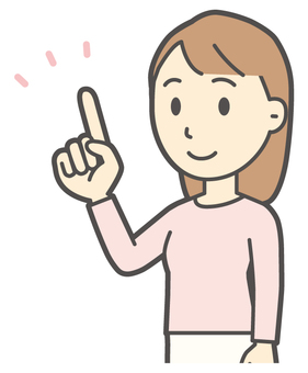  ロングヘア女性-400-バスト 数字,女性,女の子,人物,かわいい,1,指差し,ハンドサイン,数える,カウントのイラスト素材