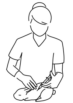 うさぎに注射する女性　線画 うさぎ,予防接種,ワクチン,注射器,治療,女性,線画のイラスト素材