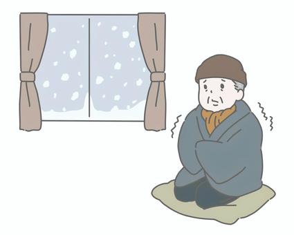 寒い部屋で防寒するおじいさん 寒い部屋で防寒するおじいさん 高齢者,シニア,冬,寒さ,防寒,男性,節電,光熱費,省エネ,冷え対策のイラスト素材