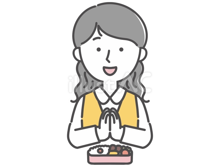 人物　合掌ポーズの女性（弁当） 昼食,弁当,合掌のイラスト素材
