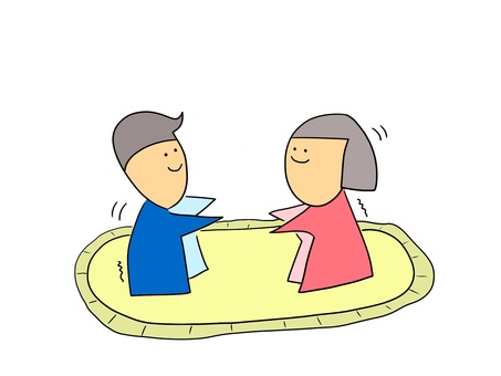 紙相撲　男女 紙相撲,男,女,土俵,遊びのイラスト素材