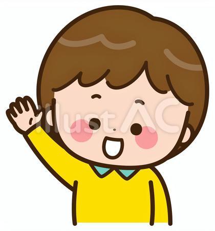 笑顔で挙手する男の子