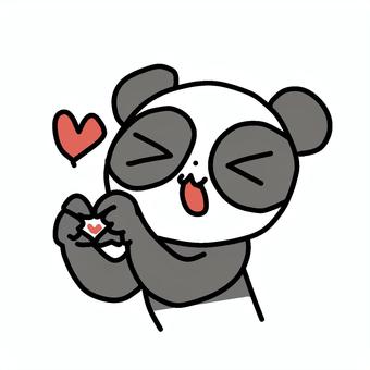 ハートでサービスするパンダ ハート,指,パンダ,サービス,イメージ,ぶりっこ,上半身,ファンサービス,ファンサ,可愛いのイラスト素材