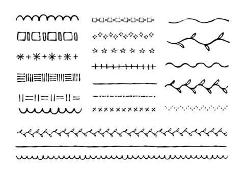 手描きのあしらい線（インク溜り） 手描き,あしらい,線,飾り罫,飾り,装飾,インク,かわいい,おしゃれ,デザインのイラスト素材