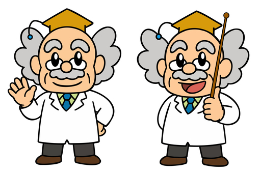 白衣を着て博士帽をかぶった博士 博士,科学者,教授,専門家,男性,教育,研究,先生,白衣,博士帽のイラスト素材