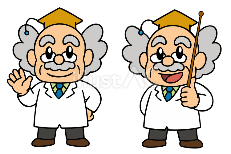 白衣を着て博士帽をかぶった博士 博士,科学者,教授のイラスト素材
