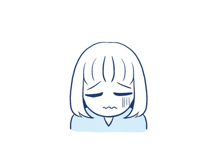 落ち込む女性 落ち込む女性 人物,女性,手描き,パステルカラー,悩み,体調不良,疲れ,苦しい,悲しい,青ざめのイラスト素材