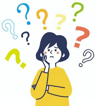 疑問に思う女性 疑問,女性,クエッションマーク,腕組み,悩むのイラスト素材
