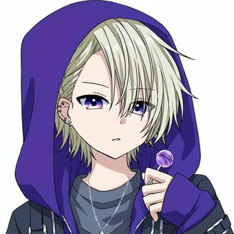 男の子 人物,男の子,キャラクター,パーカー,金髪,紫,かっこいい,かわいい,アイコン,プロフィールのイラスト素材