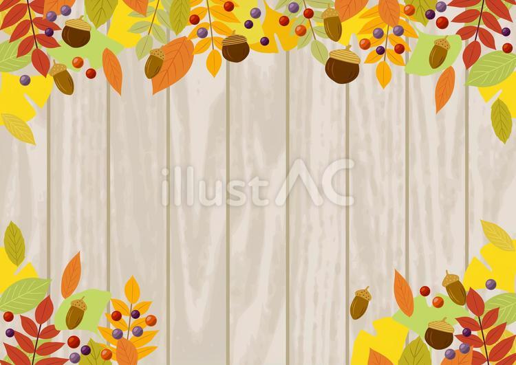 Autumn2573 紅葉,どんぐり,板のイラスト素材