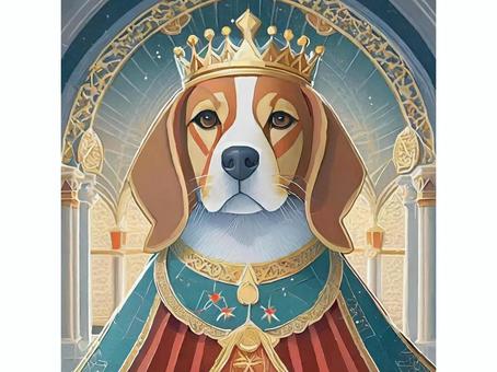 Illustration, dog, beagle, king, 