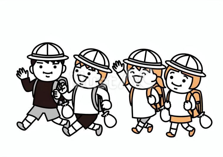 登下校 登下校 小学生,集団登校,集団下校のイラスト素材