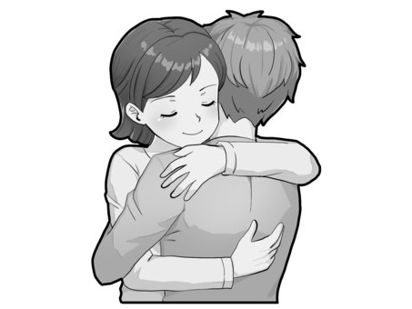 大切な人とハグ【グレースケール】 ハグ,抱きしめる,恋人,夫婦,愛情表現,愛,カップル,スキンシップ,グレースケールのイラスト素材