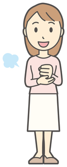  ロングヘア女性-091-全身 納得,女性,女の子,人物,かわいい,理解,思いつく,アイデア,閃き,発見のイラスト素材