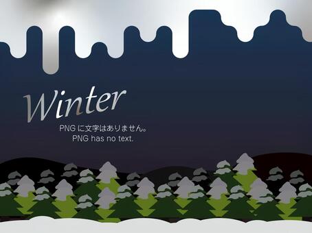 冬の夜の森フレーム 枠,フレーム,冬,夜,森,木,林,雪,背景,カードのイラスト素材