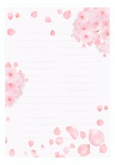 Illustration, cherry blossoms, stationery, letter, 