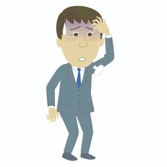 体調が悪そうな社会人男性 健康,体調,不良,ストレス,五月病,悩み,不安,頭痛,仕事,会社のイラスト素材