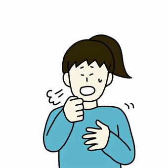 咳をする女性 女性,人物,シンプル,咳,風邪,不調,コロナのイラスト素材