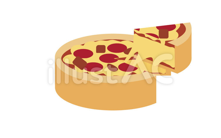 シカゴ名物の分厚いピザ ピザ,ケーキ,食べ物のイラスト素材