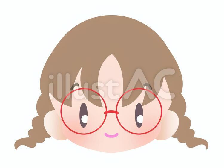 眼鏡の女の子-微笑む20180927 女の子,顔,微笑むのイラスト素材