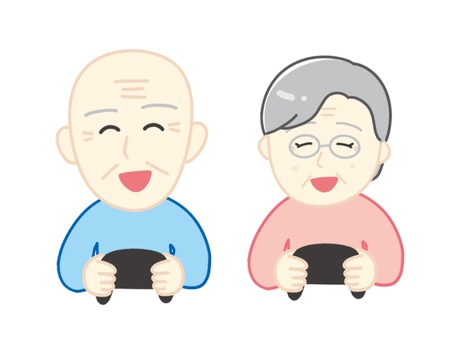 お年寄りeスポーツ２ 高齢者,eスポーツ,おじいちゃん,おばあちゃん,ゲーム大会のイラスト素材