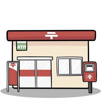 郵便局の建物のイラスト 郵便局,建物,アイコン,イラスト,背景,郵便,ポストのイラスト素材